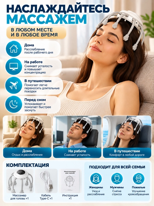 Elektr bosh massajyori, 9 ta massaj rejimi