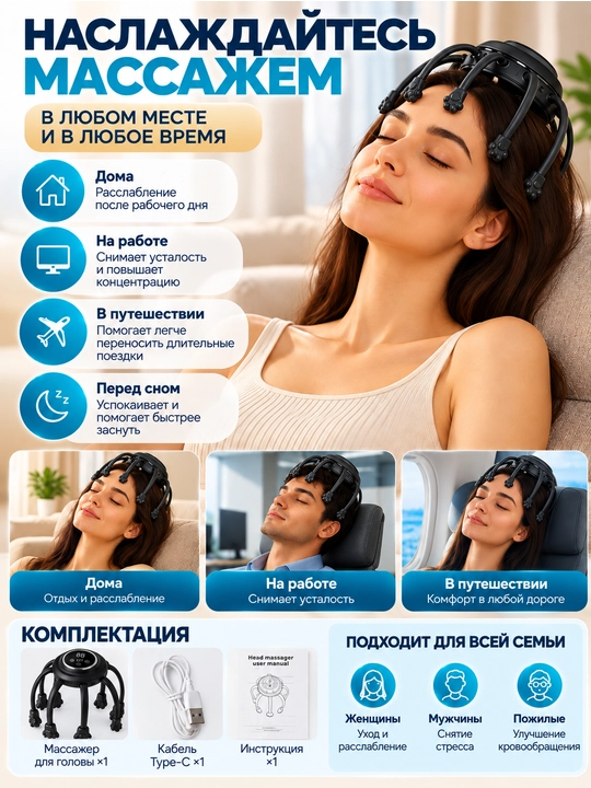 Elektr bosh massajyori, 9 ta massaj rejimi