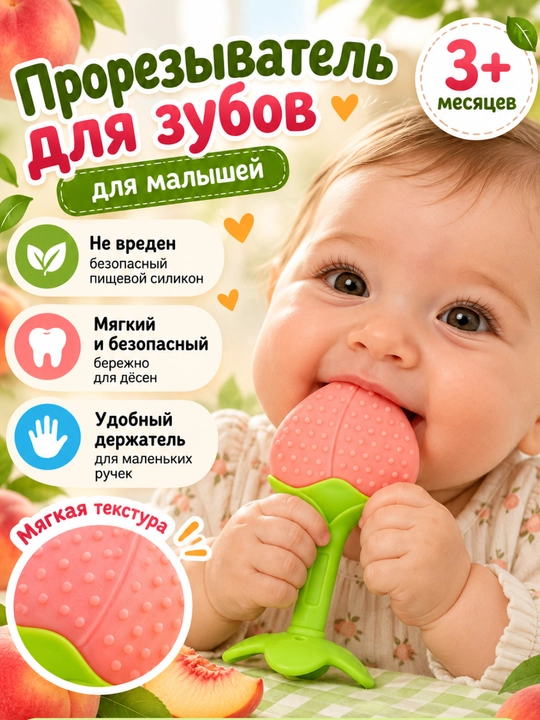 Прорезыватель для зубов детский силиконовый, грызунок для малышей