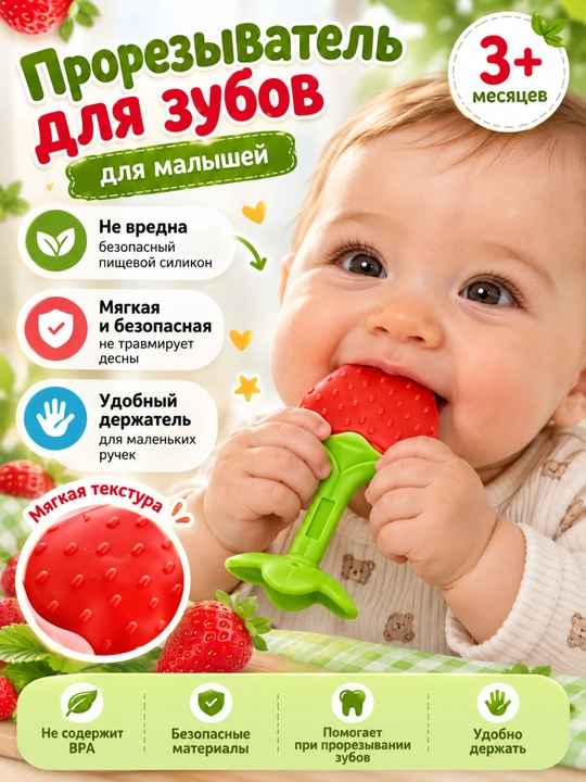 Прорезыватель для зубов детский силиконовый, грызунок для малышей