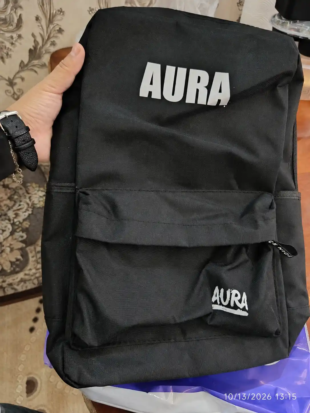 Городской рюкзак с надписью AURA, вместительный, для повседневного использования