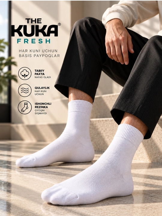 Paypoqlar erkakalar uchun, 5 juft, uzun paypoqlar to'plami, qora naskilar The Kuka Fresh