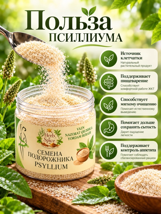 Psillium (bargizub urug‘i po‘stlog‘i), 100/200 g
