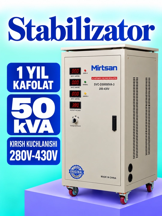 Mirtsan Uch Fazali Avtomatik Kuchlanish Stabilizatori 280–430 V