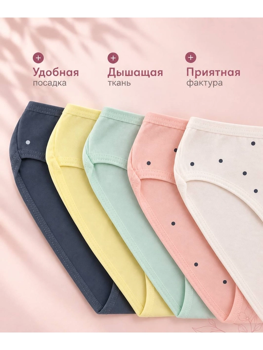 Donella ayollar ichki kiyimi, 5 dona, 95% paxta, kapalak naqshli trusiklar