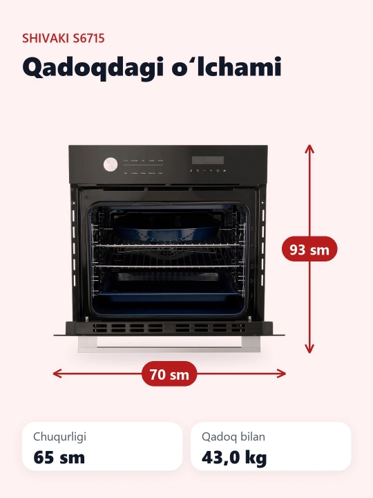 Shivaki S6715 pechi, 67 L