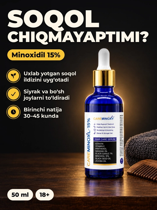Сыворотка Миноксидил 15% Care Minoxy – для роста волос и бороды, 60мл - 