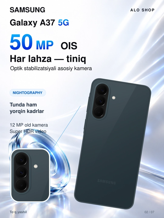 Smartfon Samsung Galaxy A37 5G, Super AMOLED ekran, 120Hz, UHD 4K 50MP kamera, NFC