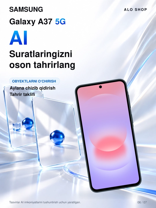 Smartfon Samsung Galaxy A37 5G, Super AMOLED ekran, 120Hz, UHD 4K 50MP kamera, NFC