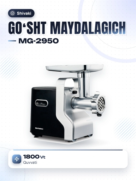 Go'sht maydalagich Shivaki MG-2950, 1800 Vt, 2,5 kg / min - 