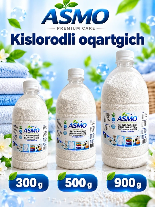 Oq va rangli kiyimlar uchun kislorodli oqartiruvchi-dog‘ ketkazuvchi ASMO 300, 500, 900 - 