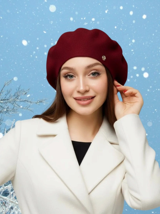 Ayollar uchun zamonaviy beret shapka, nafis dizaynli,kuz va bahor mavsumi uchun bosh kiyim