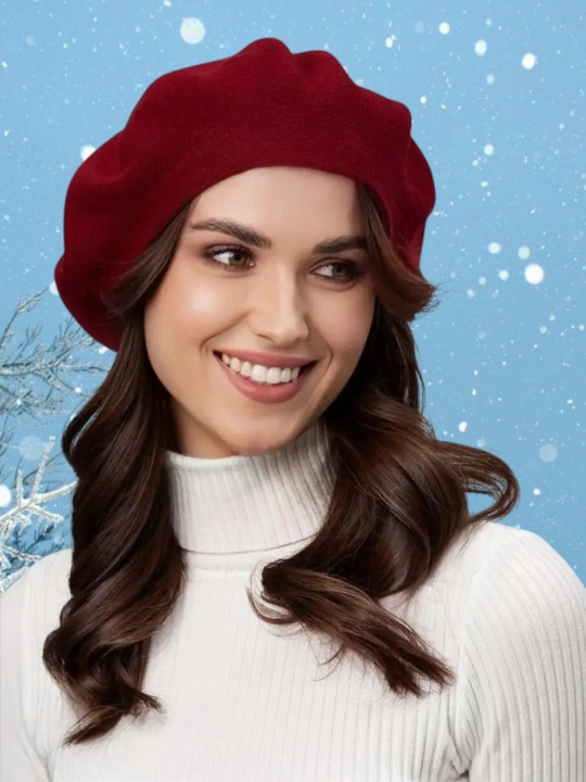 Ayollar uchun zamonaviy beret shapka, nafis dizaynli,kuz va bahor mavsumi uchun bosh kiyim