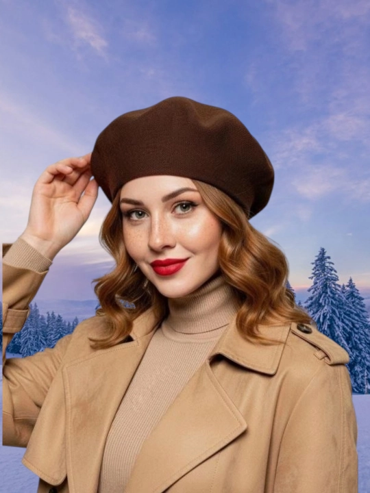 Ayollar uchun zamonaviy beret shapka, nafis dizaynli,kuz va bahor mavsumi uchun bosh kiyim