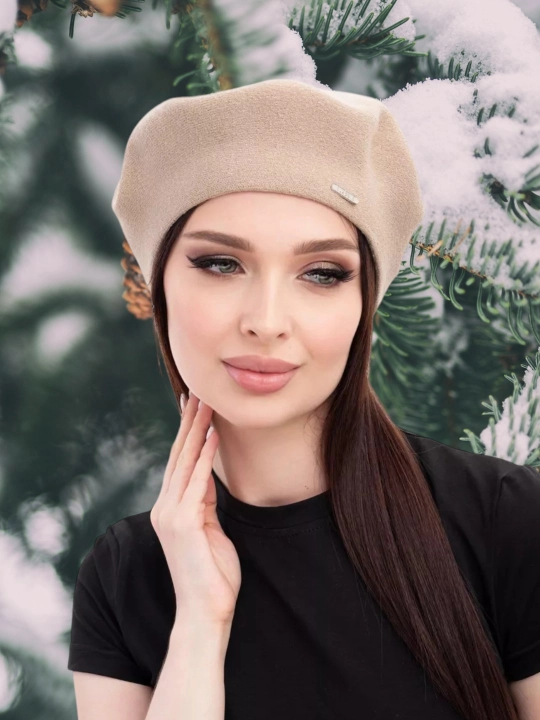 Ayollar uchun zamonaviy beret shapka, nafis dizaynli,kuz va bahor mavsumi uchun bosh kiyim