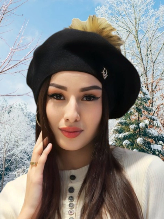 Ayollar uchun zamonaviy beret shapka, nafis dizaynli,kuz va bahor mavsumi uchun bosh kiyim