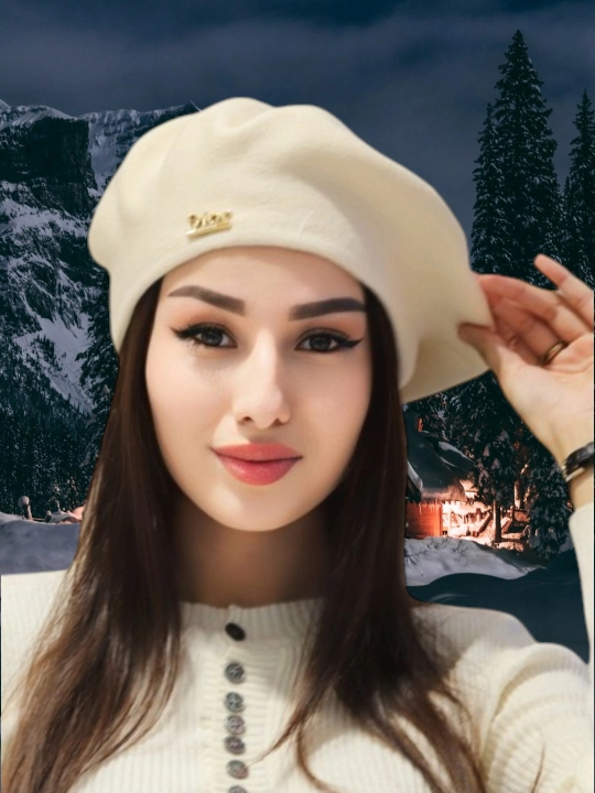 Ayollar uchun zamonaviy beret shapka, nafis dizaynli,kuz va bahor mavsumi uchun bosh kiyim
