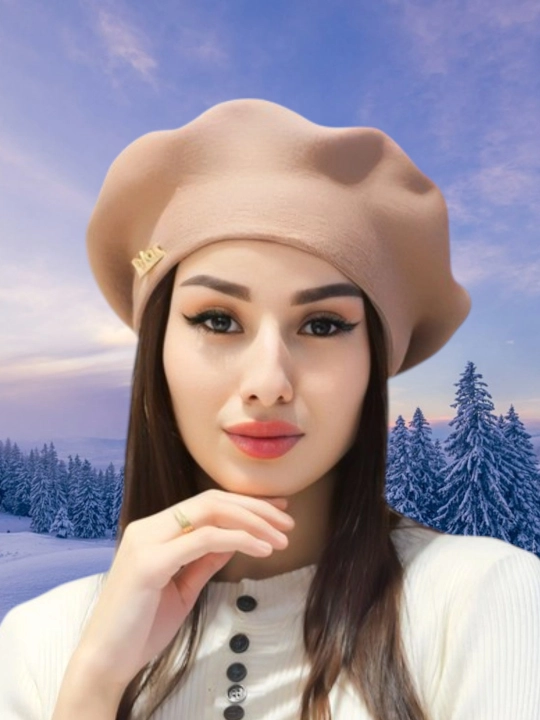 Ayollar uchun zamonaviy beret shapka, nafis dizaynli,kuz va bahor mavsumi uchun bosh kiyim