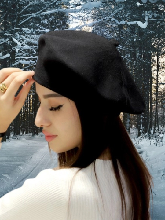Ayollar uchun zamonaviy beret shapka, nafis dizaynli,kuz va bahor mavsumi uchun bosh kiyim