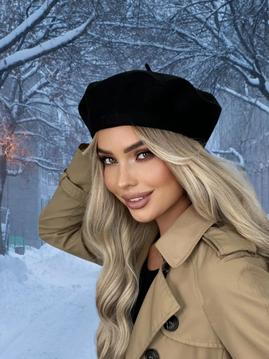 Ayollar uchun zamonaviy beret shapka, nafis dizaynli,kuz va bahor mavsumi uchun bosh kiyim
