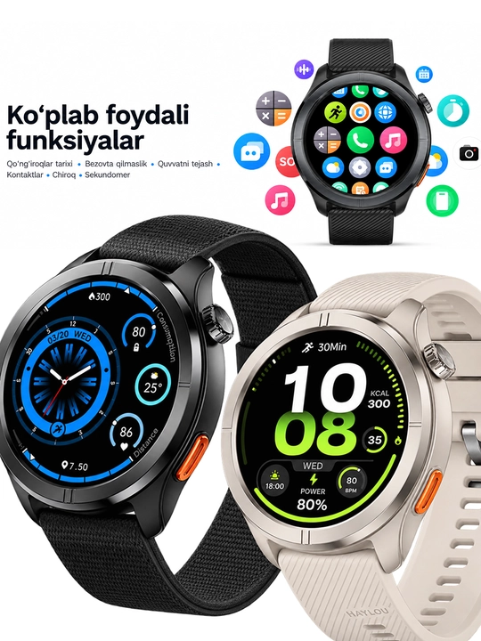 HAYLOU Solar Neo 2 Smart Watch — умные часы, AMOLED, 150+ фитнес режимов, Bluetooth-звонки