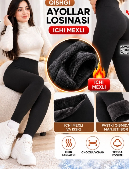 Ayollar issiq qishki losinalari,gamashlar, legginslar, issiq losinalar, mehli losinalar - 