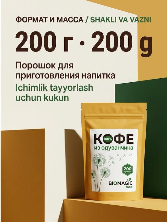 BioMagic Кофе из корня одуванчика, без кофеина, 200 г
