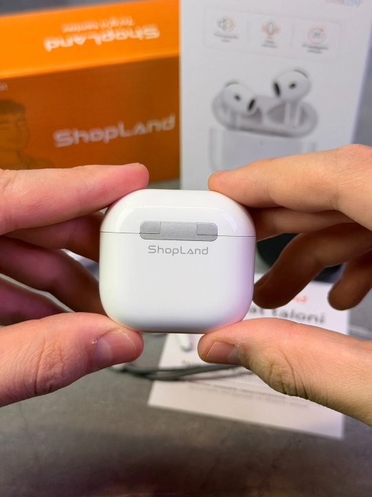ShopLand Pods 4 ANC + ENC simsiz quloqchinlar, vakuumsiz, mikrofonli, iPhone va Android