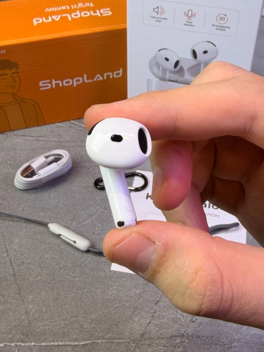 ShopLand Pods 4 ANC + ENC simsiz quloqchinlar, vakuumsiz, mikrofonli, iPhone va Android