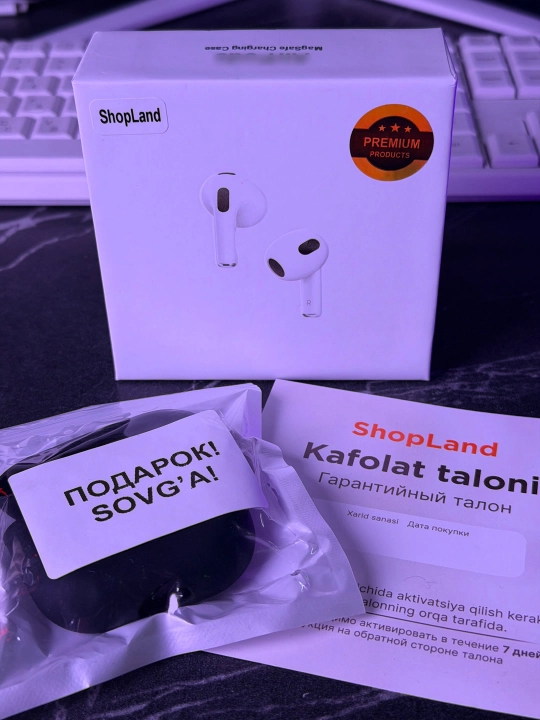 iPhone va Android uchun Pods 3 Premium simsiz minigarnituralari, changyutgichsiz, g'ilof bilan birga