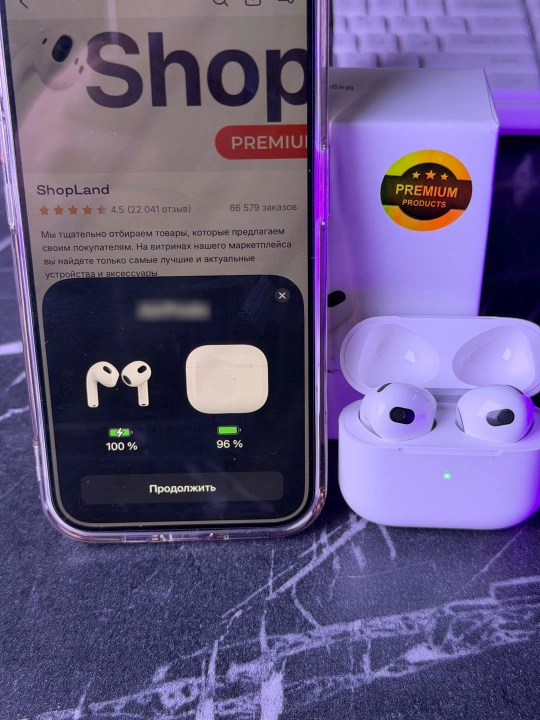 iPhone va Android uchun Pods 3 Premium simsiz minigarnituralari, changyutgichsiz, g'ilof bilan birga