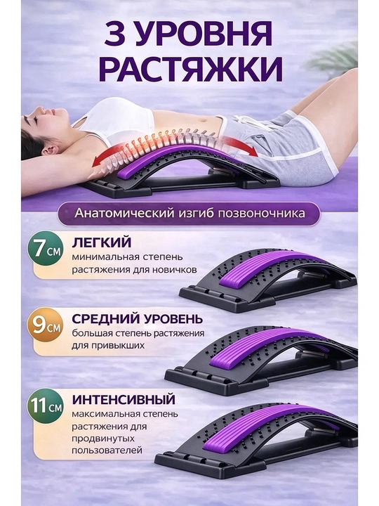 Устройство для растяжки поясницы, опора для спины, массажер позвоночника, корректор осанки - 
