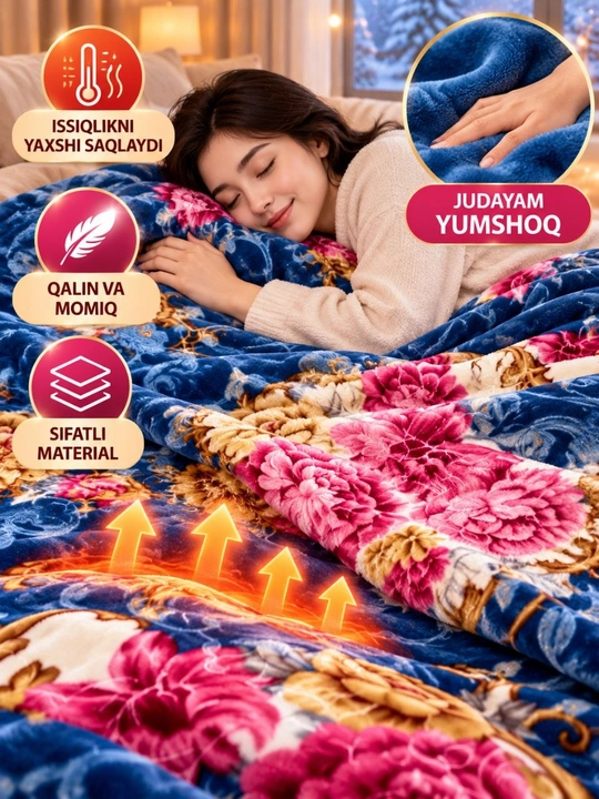 Yumshoq momiq adyol, issiq ko‘rpa, gul naqshli bir kishilik adyol, yotoq uchun qulay
