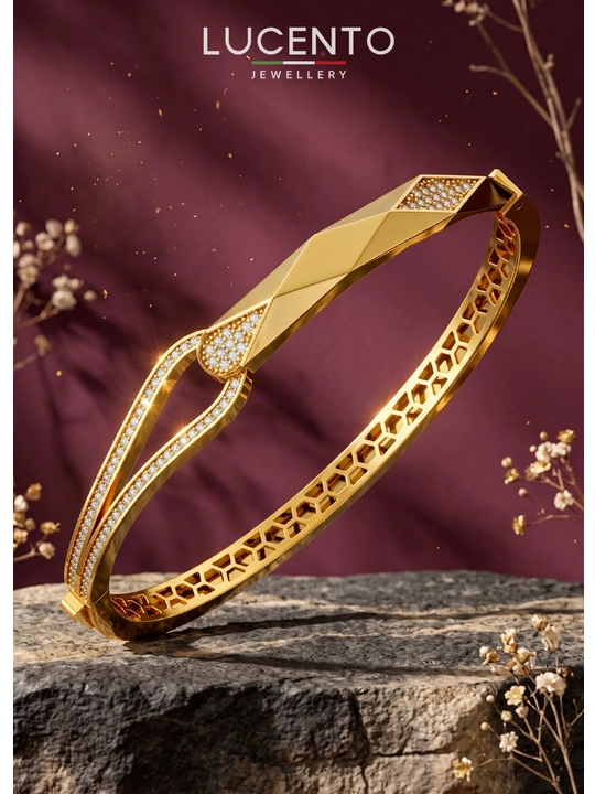 Жесткий золотой браслет LUCENTO JEWELLERY 585 пробы - 