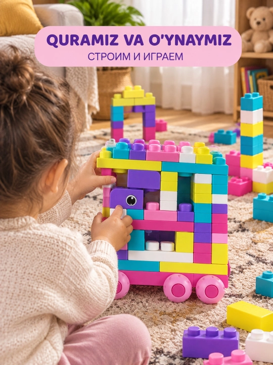 Мягкие кубики и конструктор детский 72 штуки, развивающий для мальчиков и девочек 3+