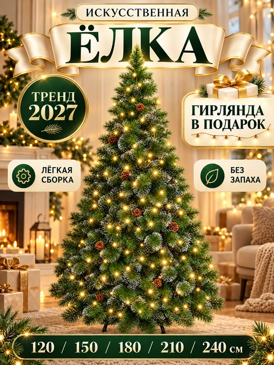 Новогодняя елка, Искусственная елка, 120 см, 150 см, 180 см, 210 cм, 240 см - 