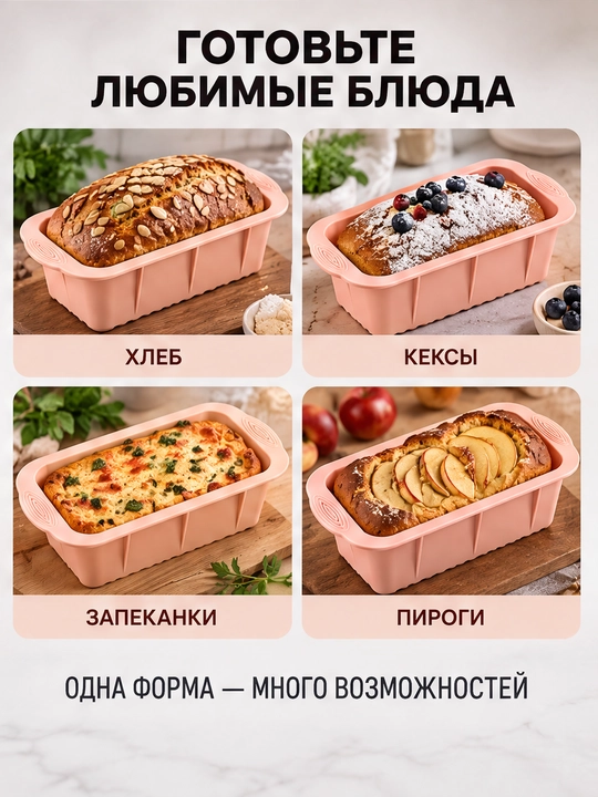 Силиконовая форма для выпечки кексов, форма для хлеба, прямоугольная, Буханка, 25×12×7,5