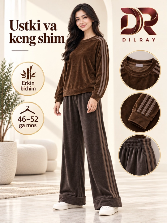 Ayollar dvoykasi, hb bambuk matoli ustki va keng shim, Free size 46–52