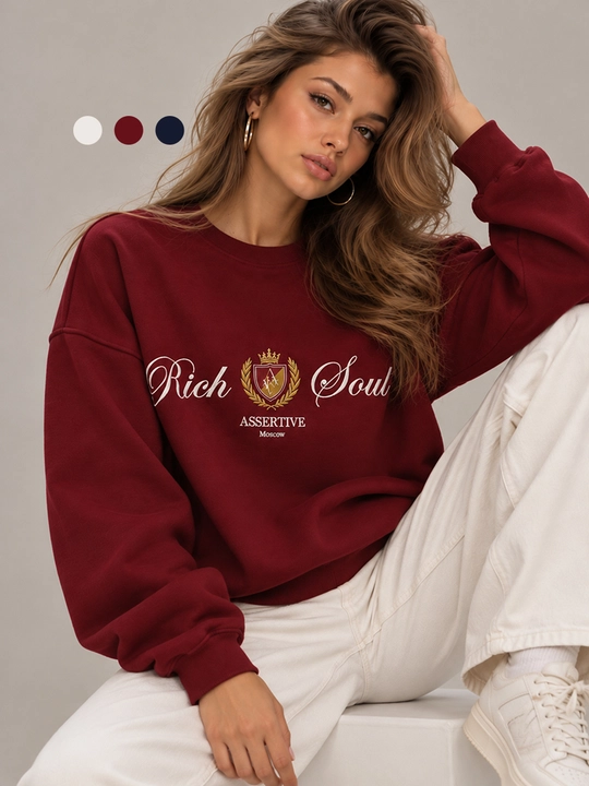 Ayollar uchun Rich Soul printli oversize svitshot - 