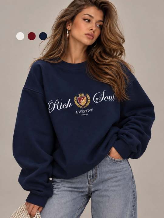 Ayollar uchun Rich Soul printli oversize svitshot - 