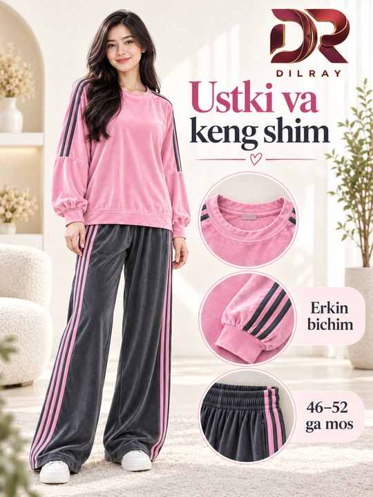 Ayollar dvoykasi, hb bambuk matoli ustki va keng shim, Free size 46–52