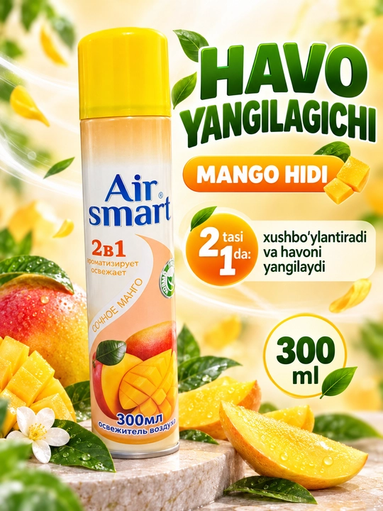 Air Smart havo yangilagichi, mango va qulupnay hidli, xonalar uchun, 300 ml - 