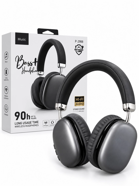 P-2988 simsiz naushnik, Hi-Fi stereo, yig‘iladigan, 90 soatgacha ishlash