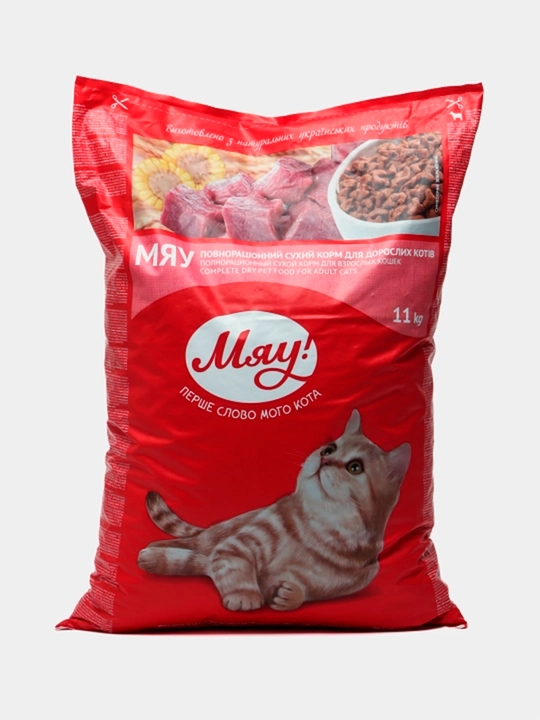 Miyov! - Go'shtli kattalar mushuklari uchun quruq ovqat, 11 kg - 