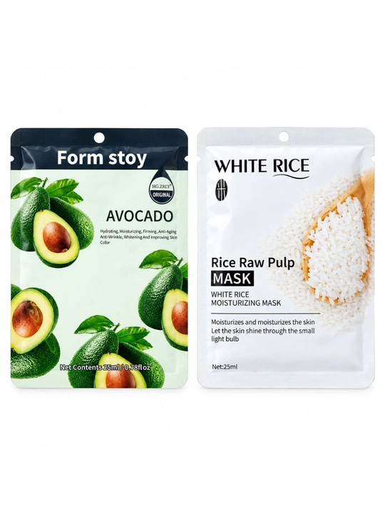 Form Stoy yuz niqobi 25 ml: avokado, anor, kollagen, oq guruch bilan teri parvarishi uchun
