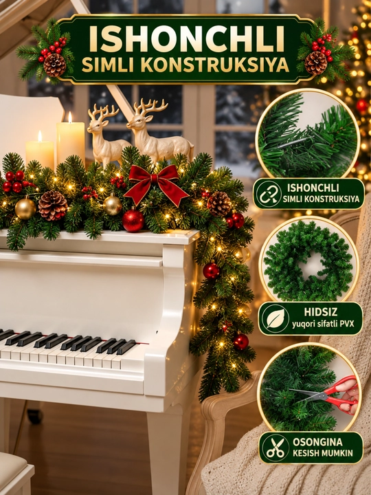 Yangi yil uchun archa shoxli dekorativ girlyanda