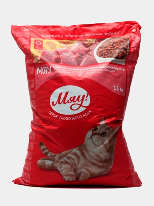 Miyov! Go'shtli kattalar mushuklari uchun quruq ovqat, 11 kg - 