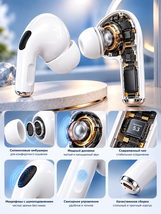 Simsiz Bluetooth quloqchinlar, sensorli boshqaruv va Type-C zaryadlash qutisi