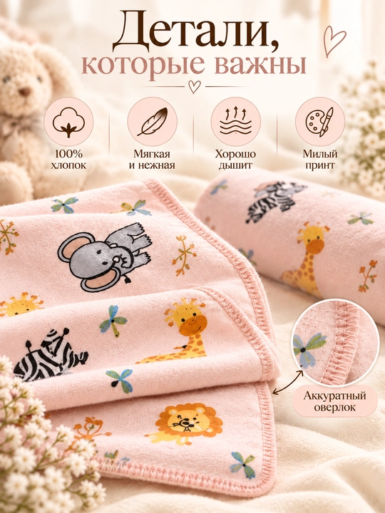 Набор пеленок, для новорожденных, 4 шт, теплая и тонкая, 100% хлопок, для роддома
