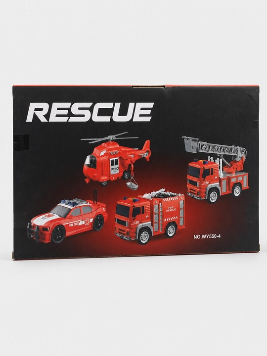 Qutqaruv texnikasi to'plami Rescue WENYI 1:20 o't o'chirish mashinasi, vertolyot va avto